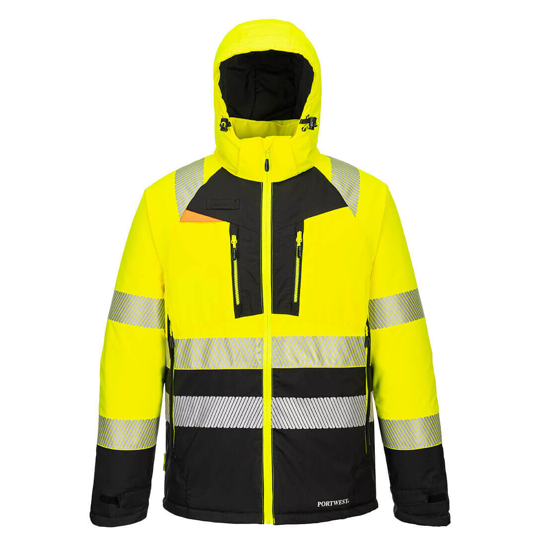 Portwest DX430 – DX4 Hi-Vis Class 2 Winter Jacket – front view, yellow