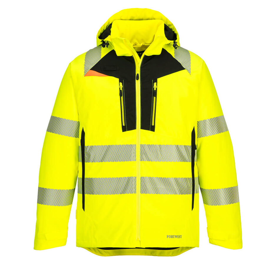 Portwest DX461 – DX4 Hi-Vis Winter Jacket – front view, yellow