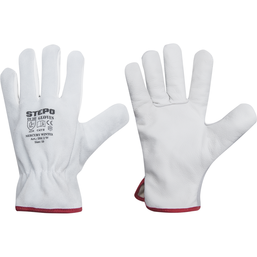 STEPO MERCURY WINTER Leather Work Gloves – palm and back view