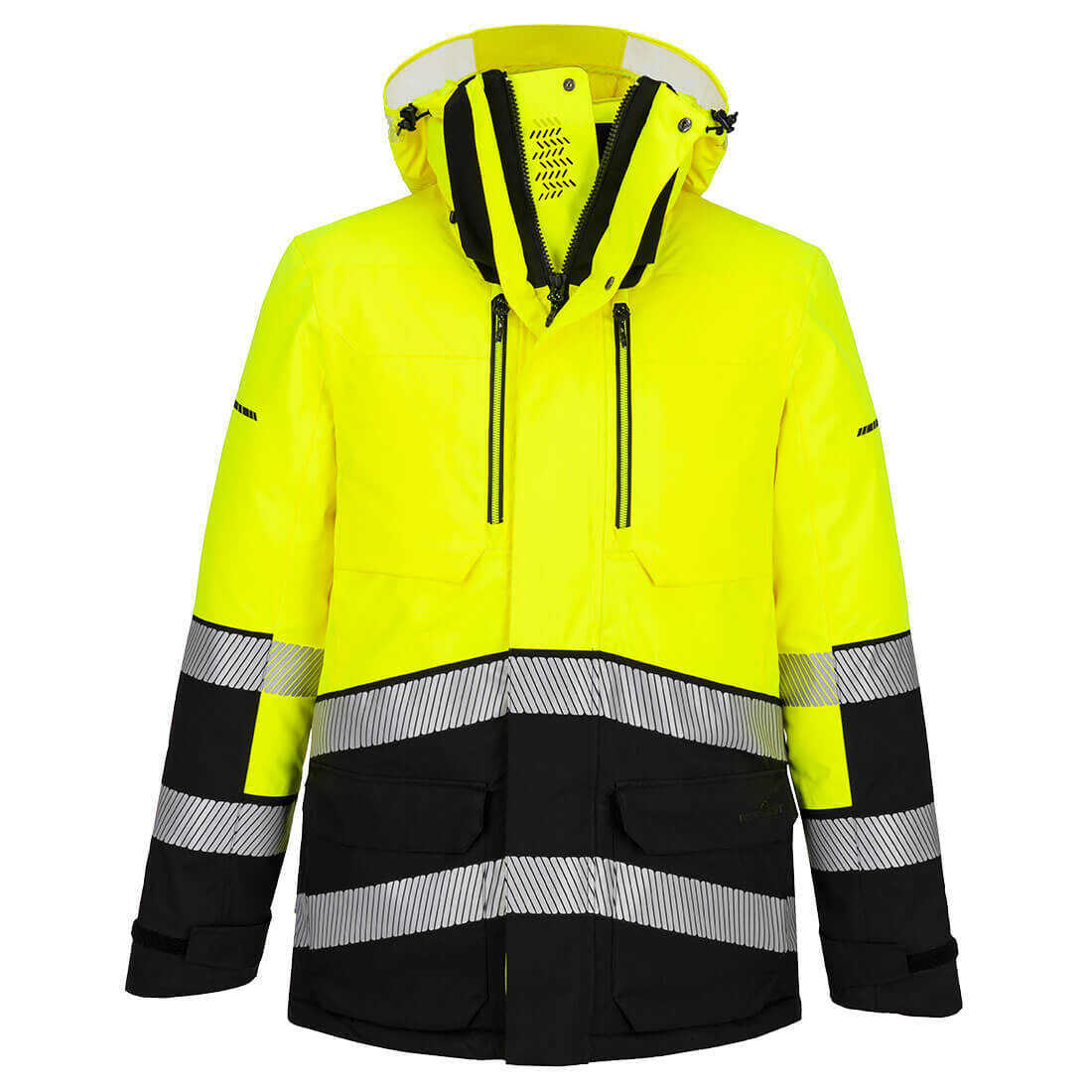 Portwest EV401 Hi-Vis Expedition Winter Parka – front view, yellow