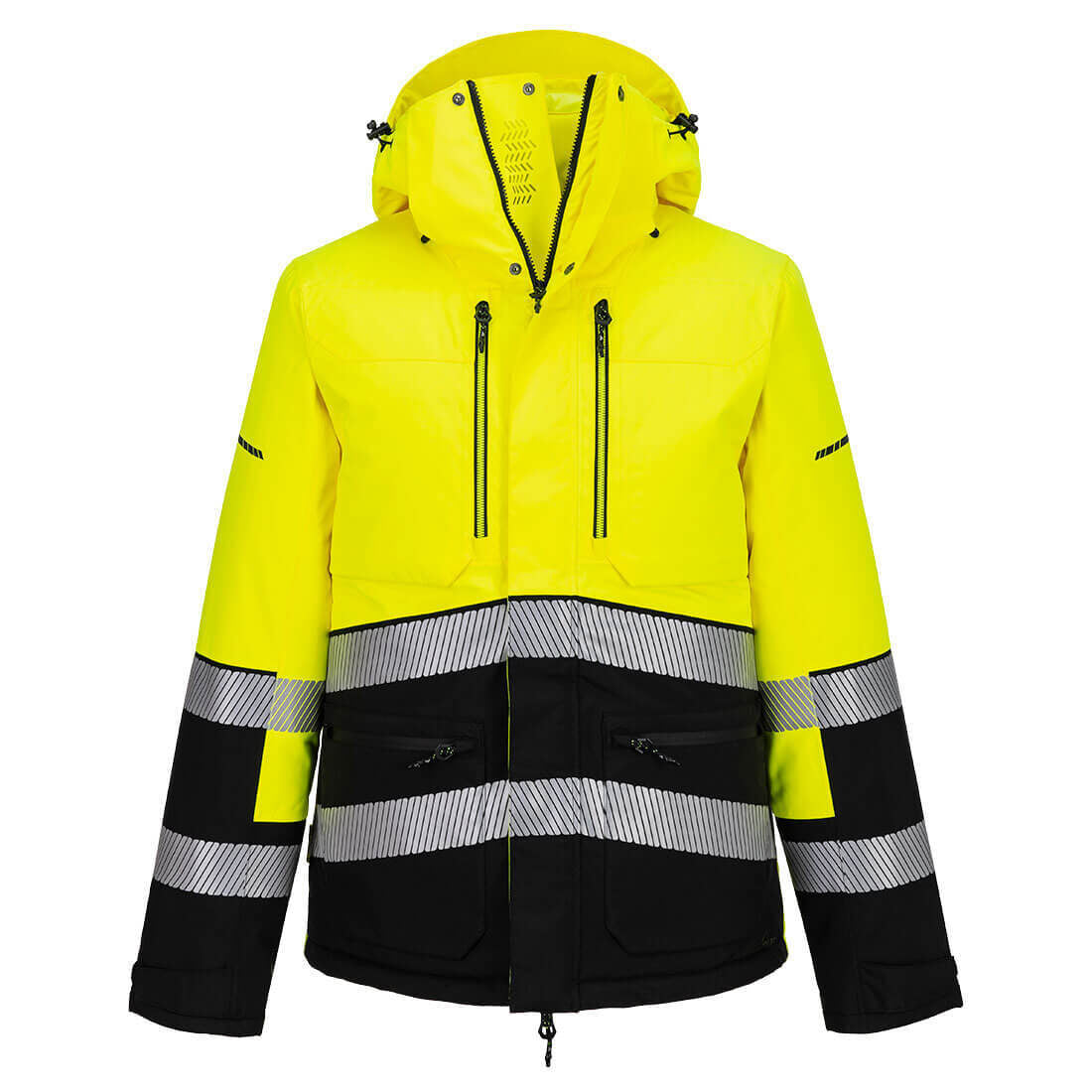 Portwest EV467 – EV4 Hi-Vis Winter Jacket – front view, yellow/black