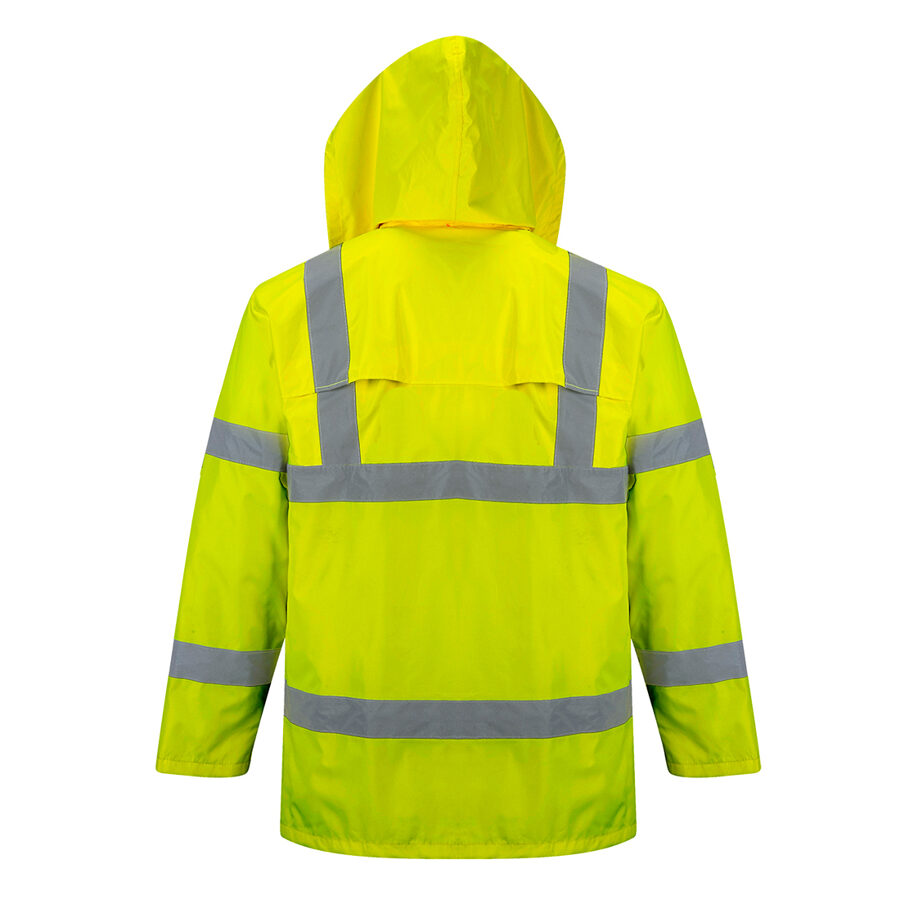 Portwest H440 Hi-Vis Rain Jacket – back view, yellow