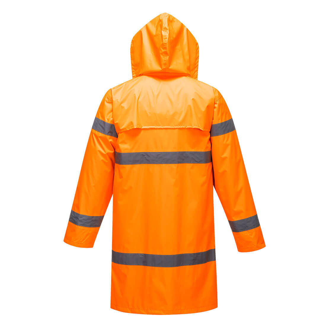 Portwest H442 Hi-Vis Raincoat – 100 cm – back view, orange