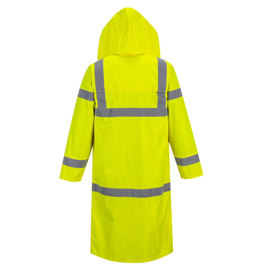 Portwest H445 Hi-Vis Raincoat – 122 cm – back view, yellow