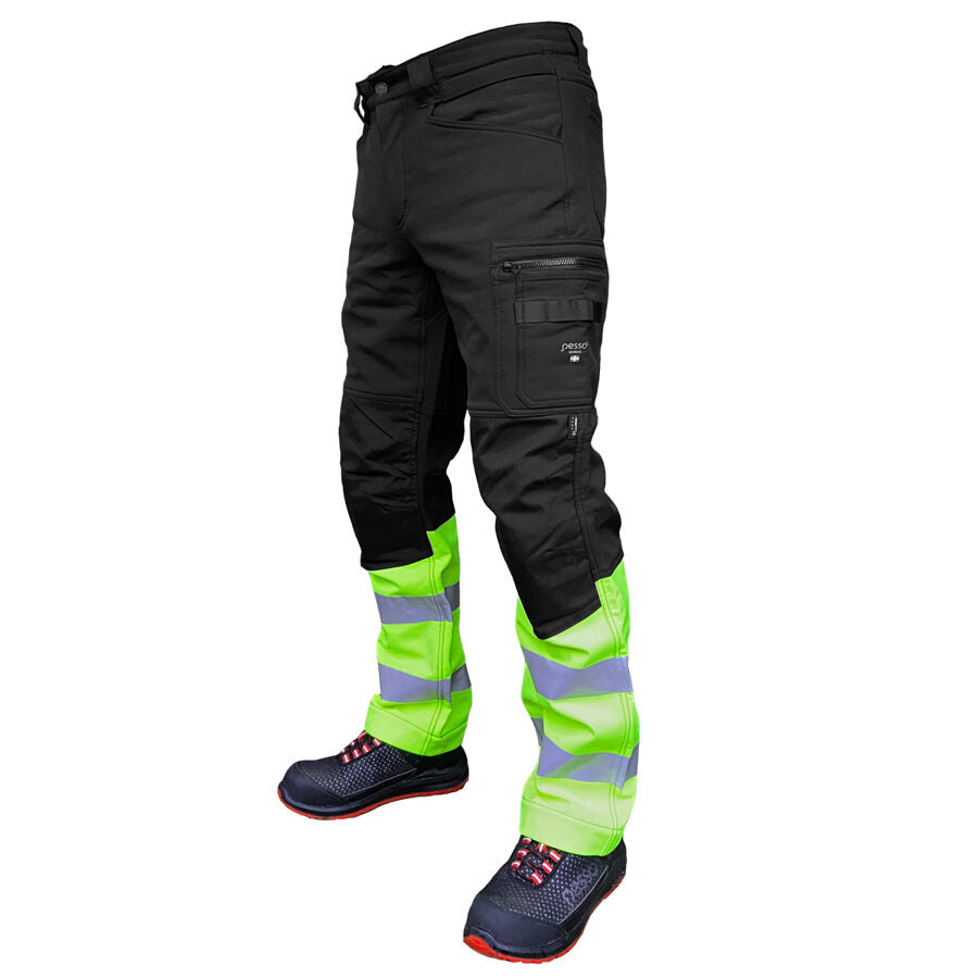 Pesso MERCURY Hi-Vis Softshell Work Trousers – product photo, black/yellow