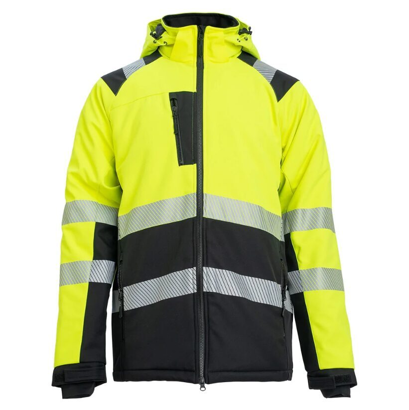 WORTEX W950 Hi-Vis Winter Softshell Jacket – front view, yellow/black