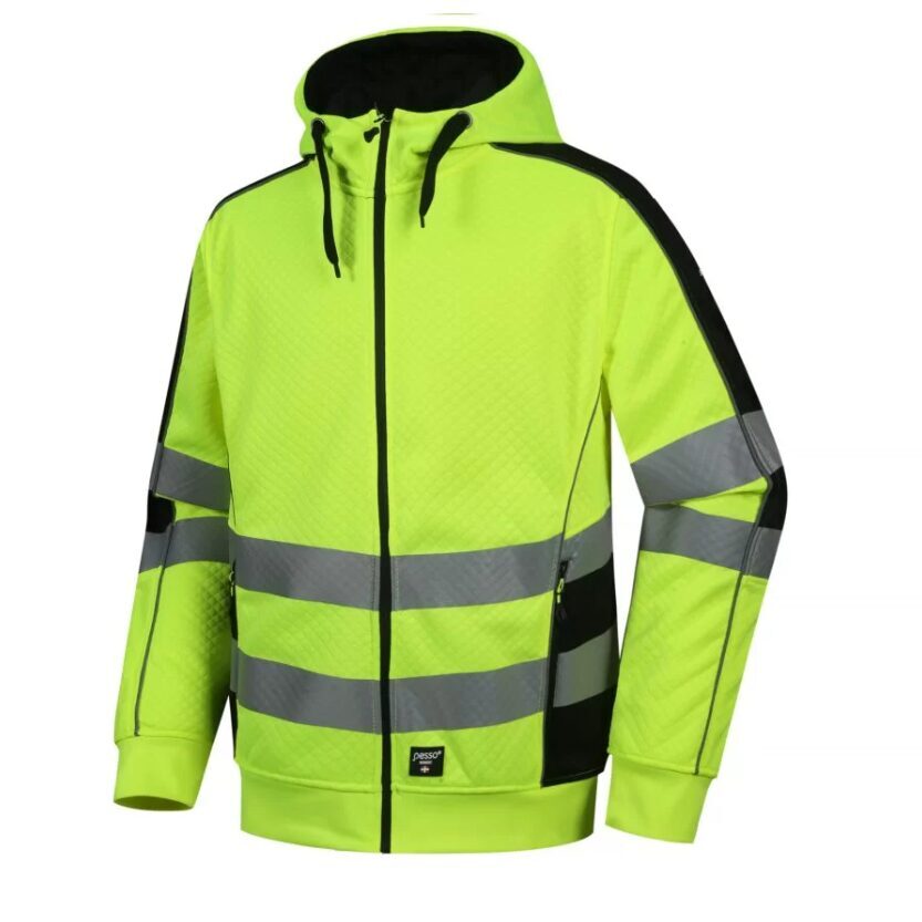 Pesso FL05 Hi-Vis Class 2 Hooded Fleece Jacket – product photo, yellow/black