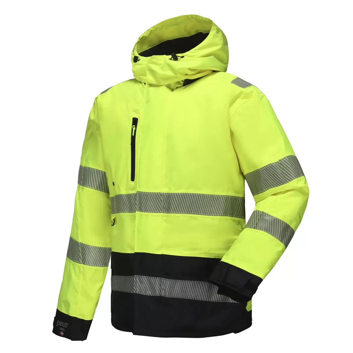 Pesso MONTREAL Hi-Vis Waterproof Winter Jacket – front view, yellow