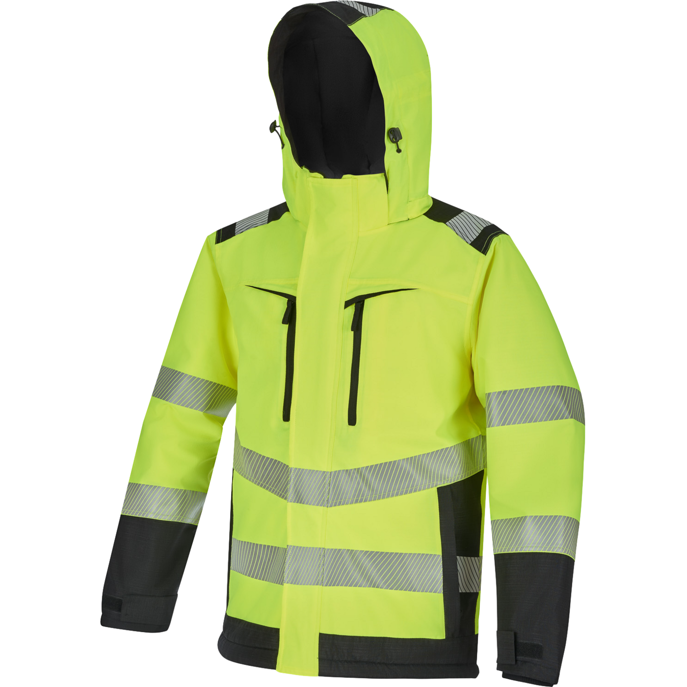 STEPO CHELSEA Hi-Vis Ripstop Winter Work Jacket – front view, yellow/black