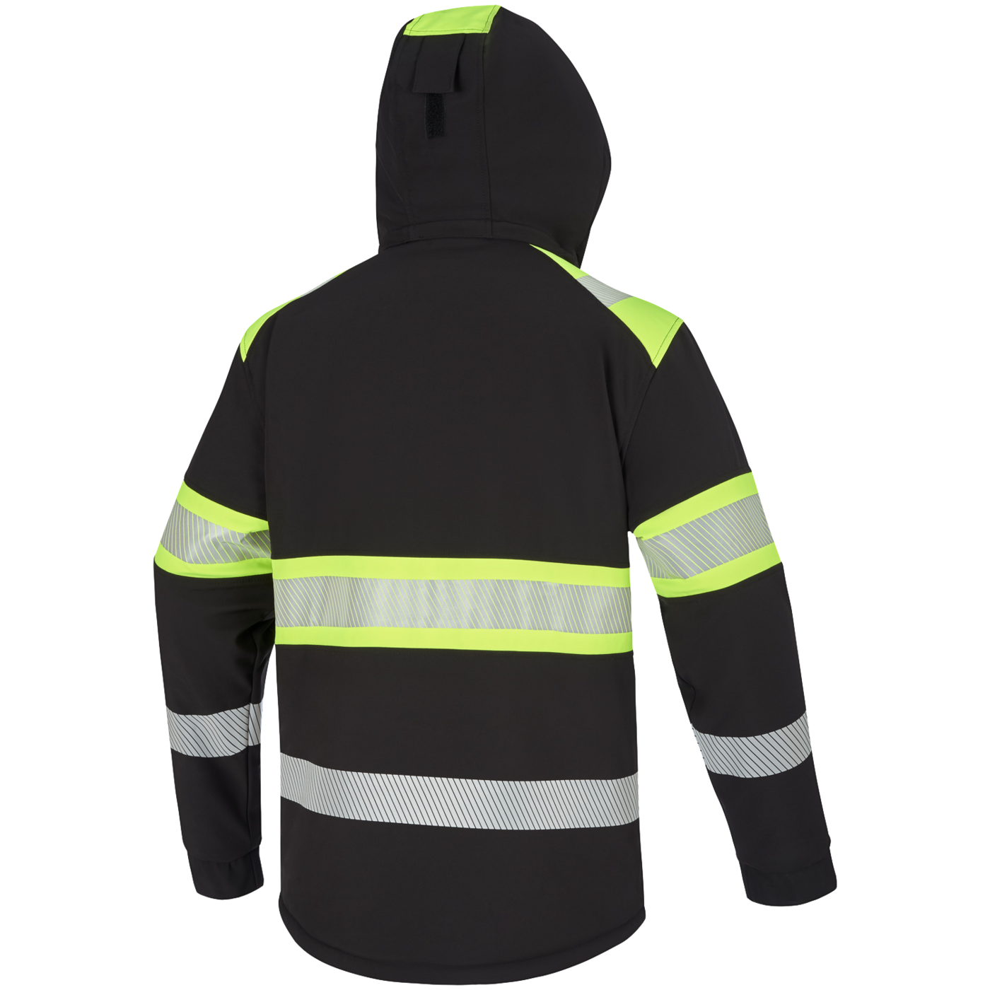 STEPO MICHIGAN Hi-Vis Winter Softshell Jacket – back view, black/yellow
