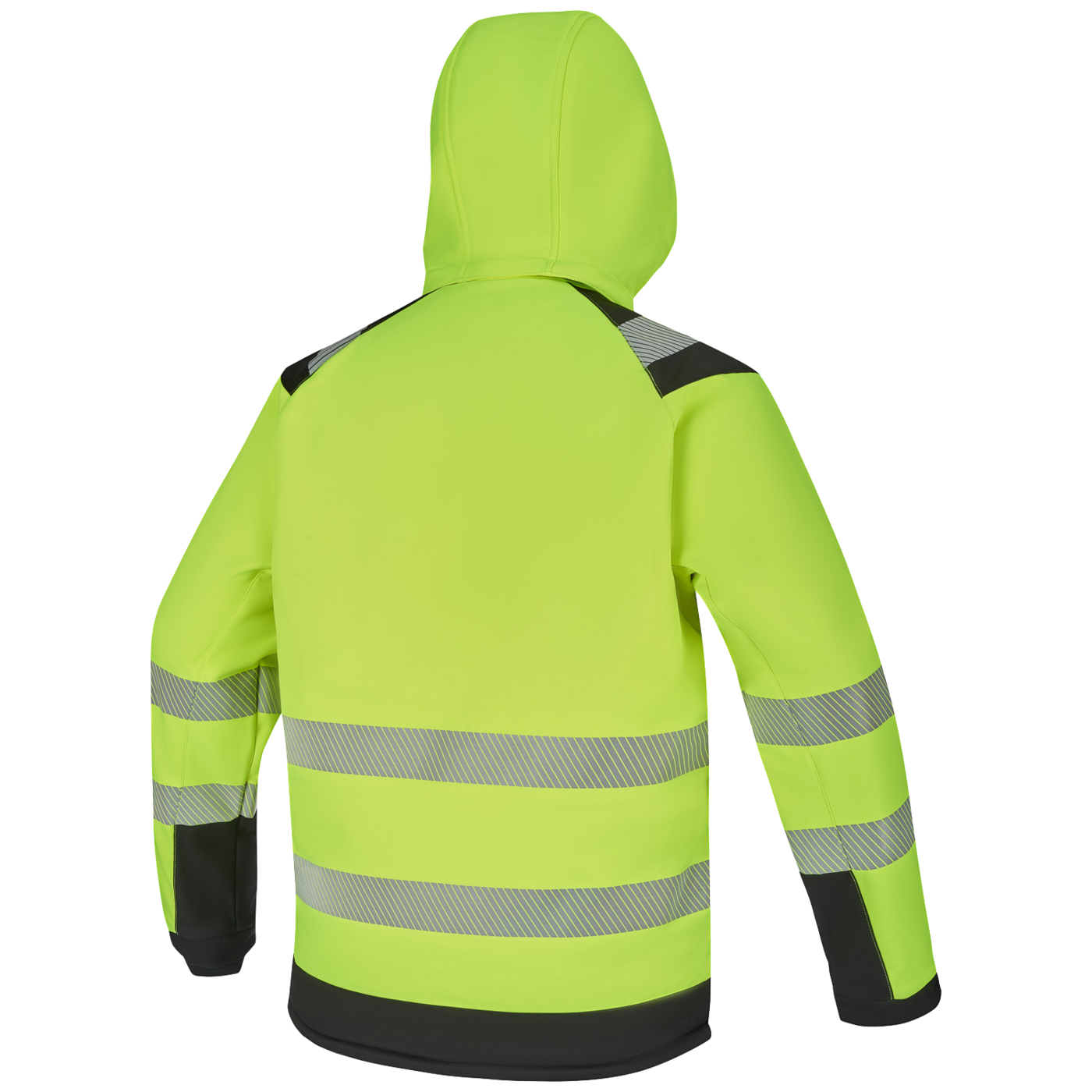 STEPO WINTER TEXAS Hi-Vis Softshell Jacket – back view, yellow/black