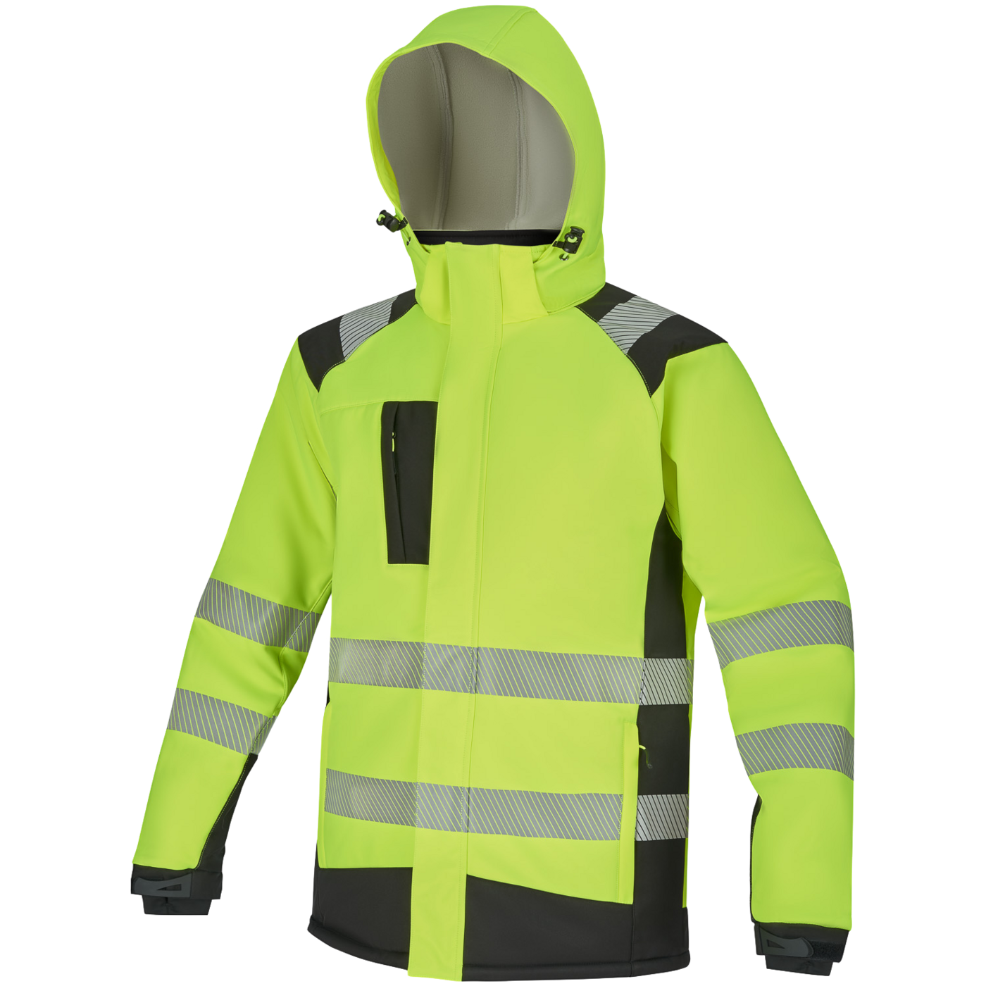 STEPO WINTER TEXAS Hi-Vis Softshell Jacket – front view, yellow/black