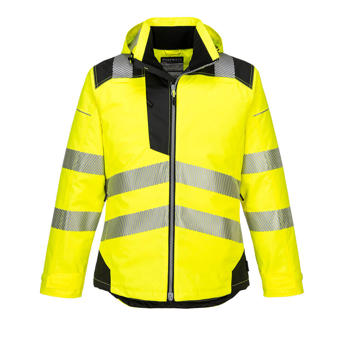 Portwest T400 – PW3 Hi-Vis Winter Jacket – front view, yellow/black