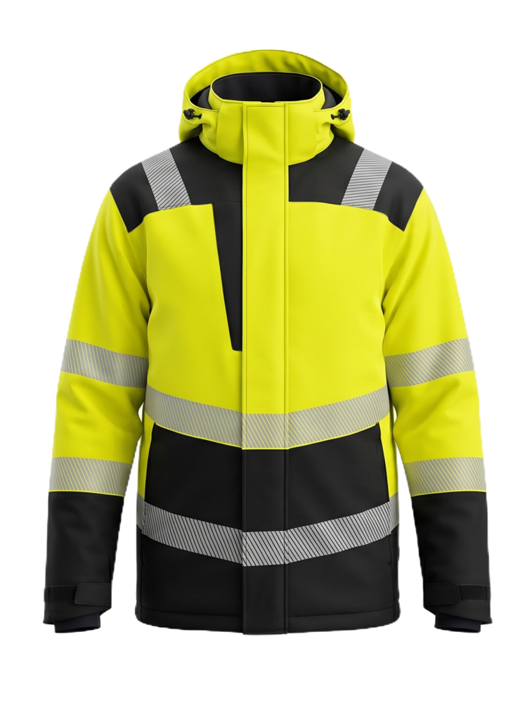BoSafety SORONA LIMA Hi-Vis C2 Winter Jacket – front view, yellow/black