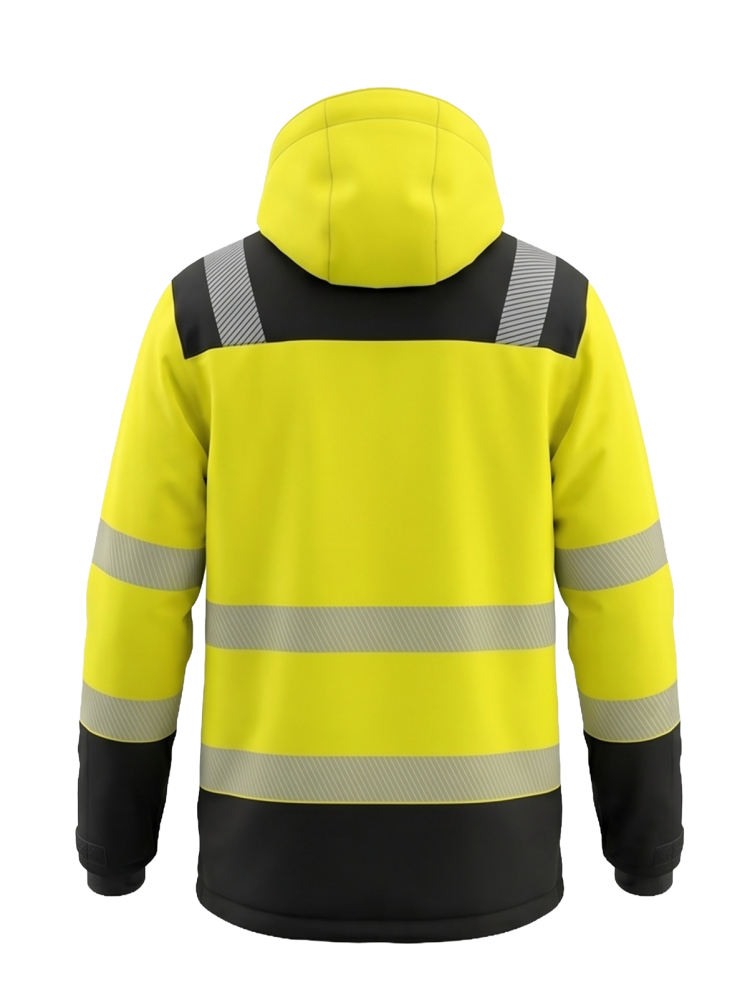 BoSafety SORONA LIMA Hi-Vis C2 Winter Jacket – back view, yellow/black