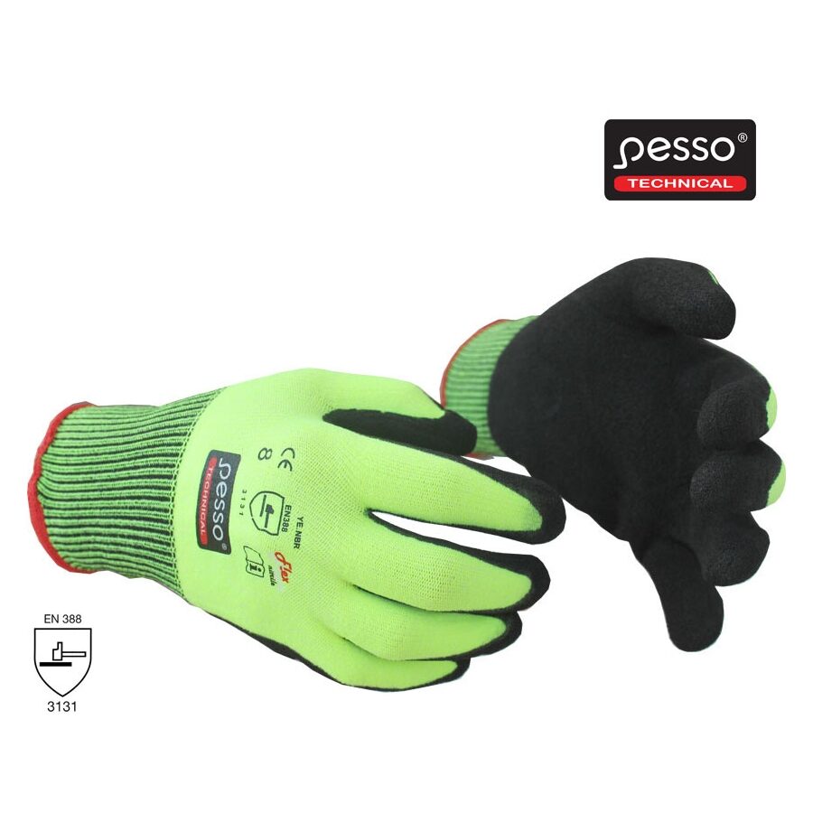 Pesso PNBRG Nitrile-Coated Work Gloves – palm and back view