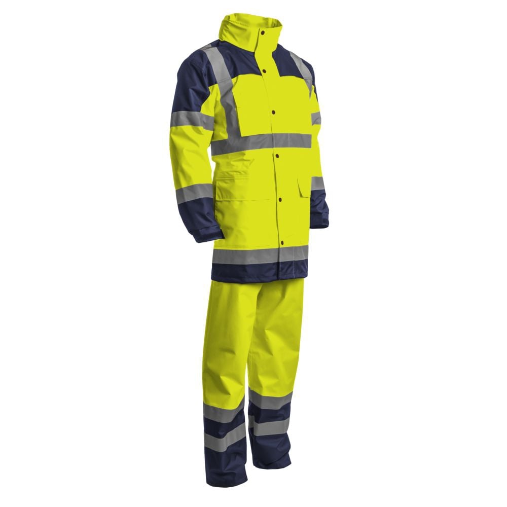 COVERGUARD HYDRA Hi-Vis Rain Suit – front view, yellow/navy