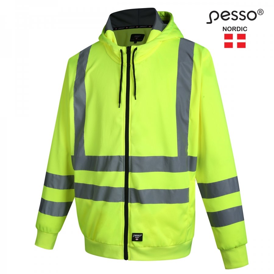 Pesso FL03 Hi-Vis Full-Zip Hoodie – product photo, yellow