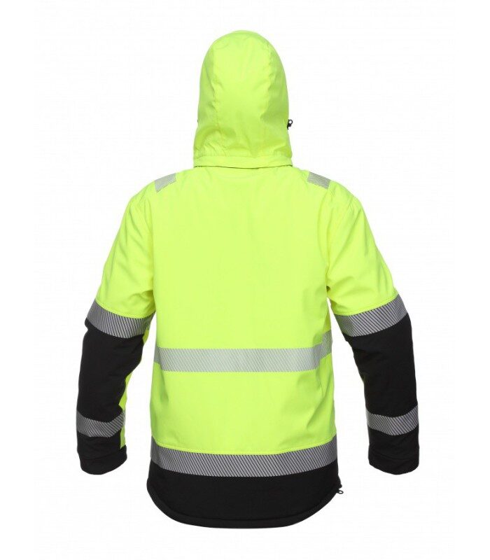 BoSafety VALENCIA C2 Hi-Vis Winter Softshell Jacket – back view, yellow/black