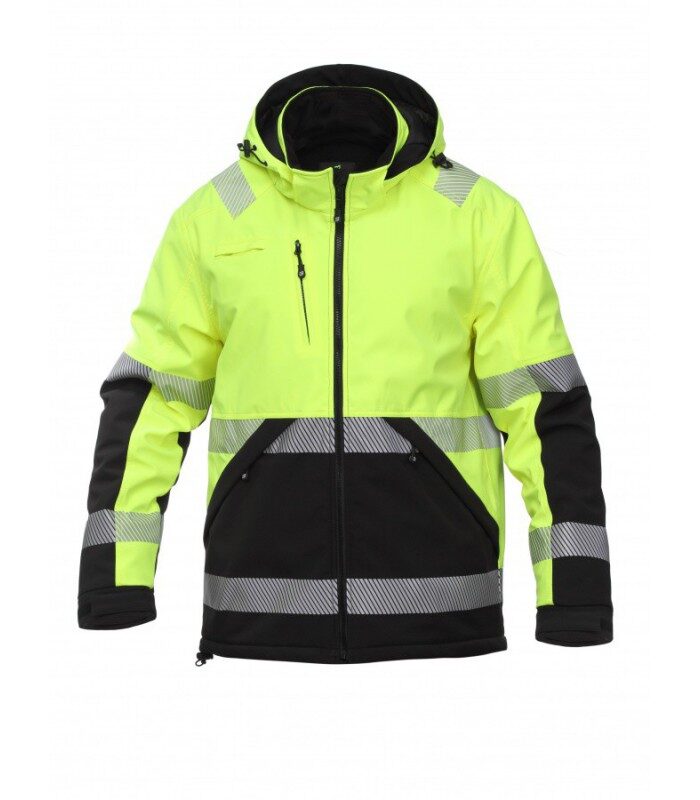 BoSafety VALENCIA C2 Hi-Vis Winter Softshell Jacket – front view, yellow/black