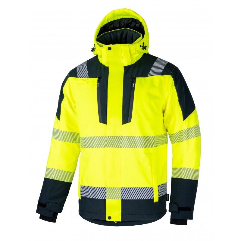 CannyGo WELLGO Hi-Vis Winter Softshell Jacket – front view, yellow/black