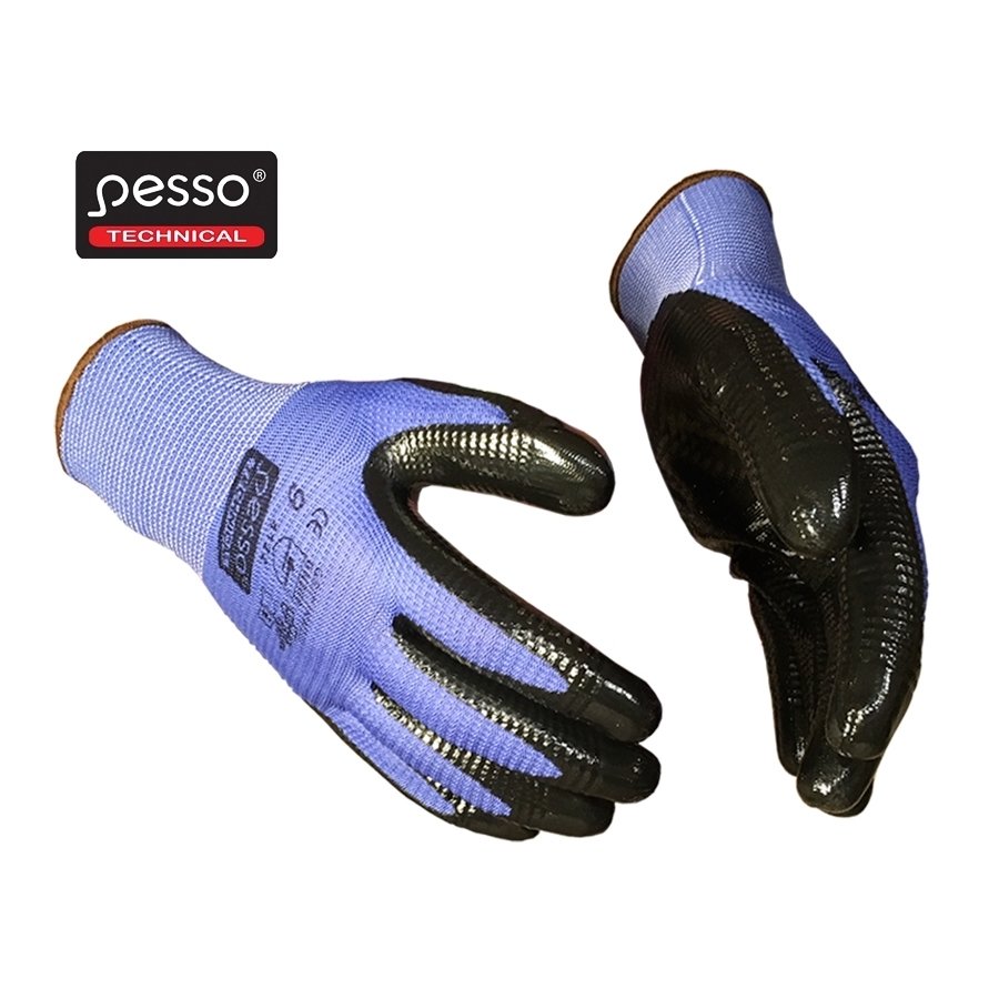 Pesso GRIP Nitrile-Coated Work Gloves – palm and back view