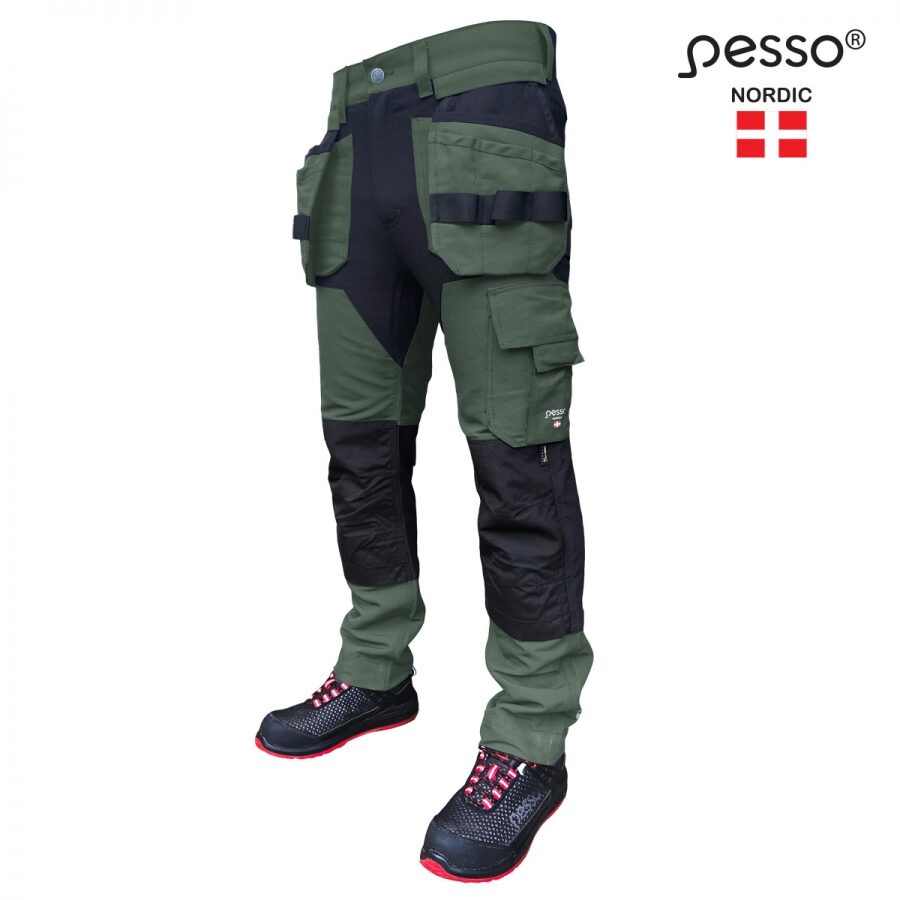 Pesso TITAN FLEXPRO 125Z Stretch Work Trousers – product photo, green/khaki