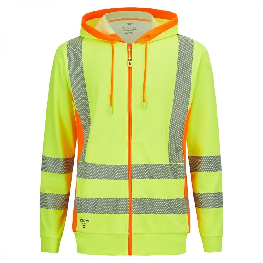 Pesso FL08 Hi-Vis Class 2 Zip Hoodie – product photo, yellow/orange
